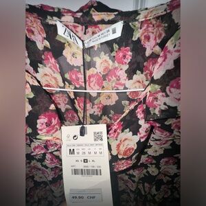 Pink and Green Floral Midi Wrap Dress